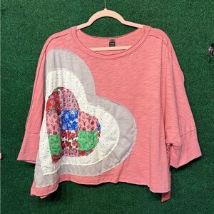 625 Pink Patchwork Heart Blouse